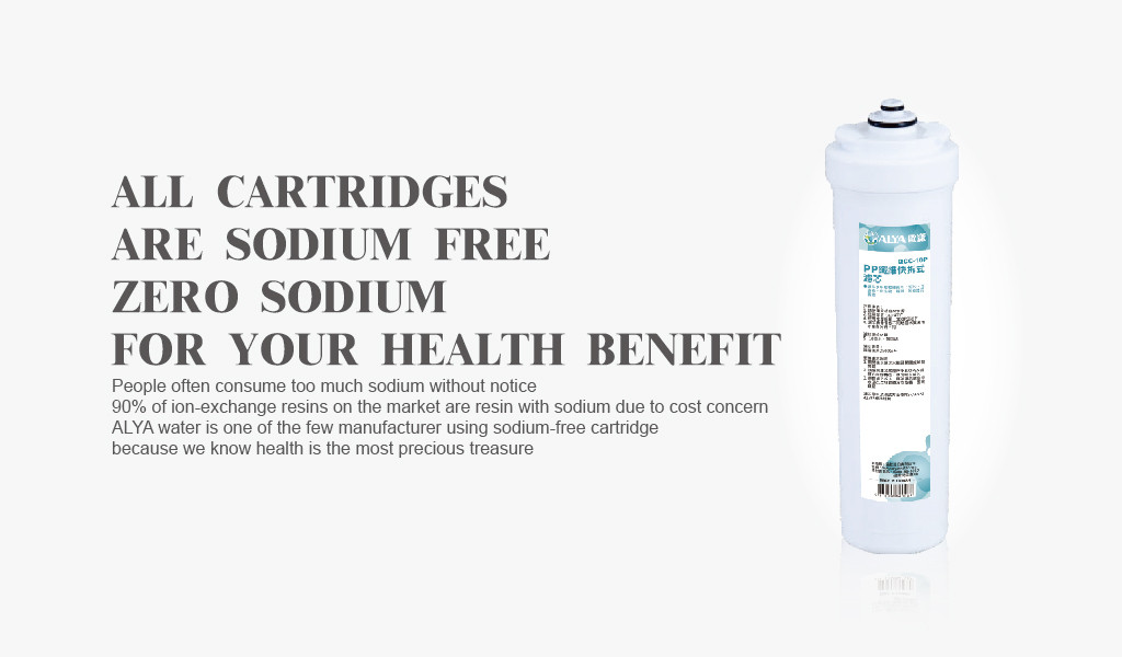 WATER PURIFIER ALL CARTRIDGES ARE SODIUM FREE ZERO SODIUM FOR YOUR HEALTH BENEFIT