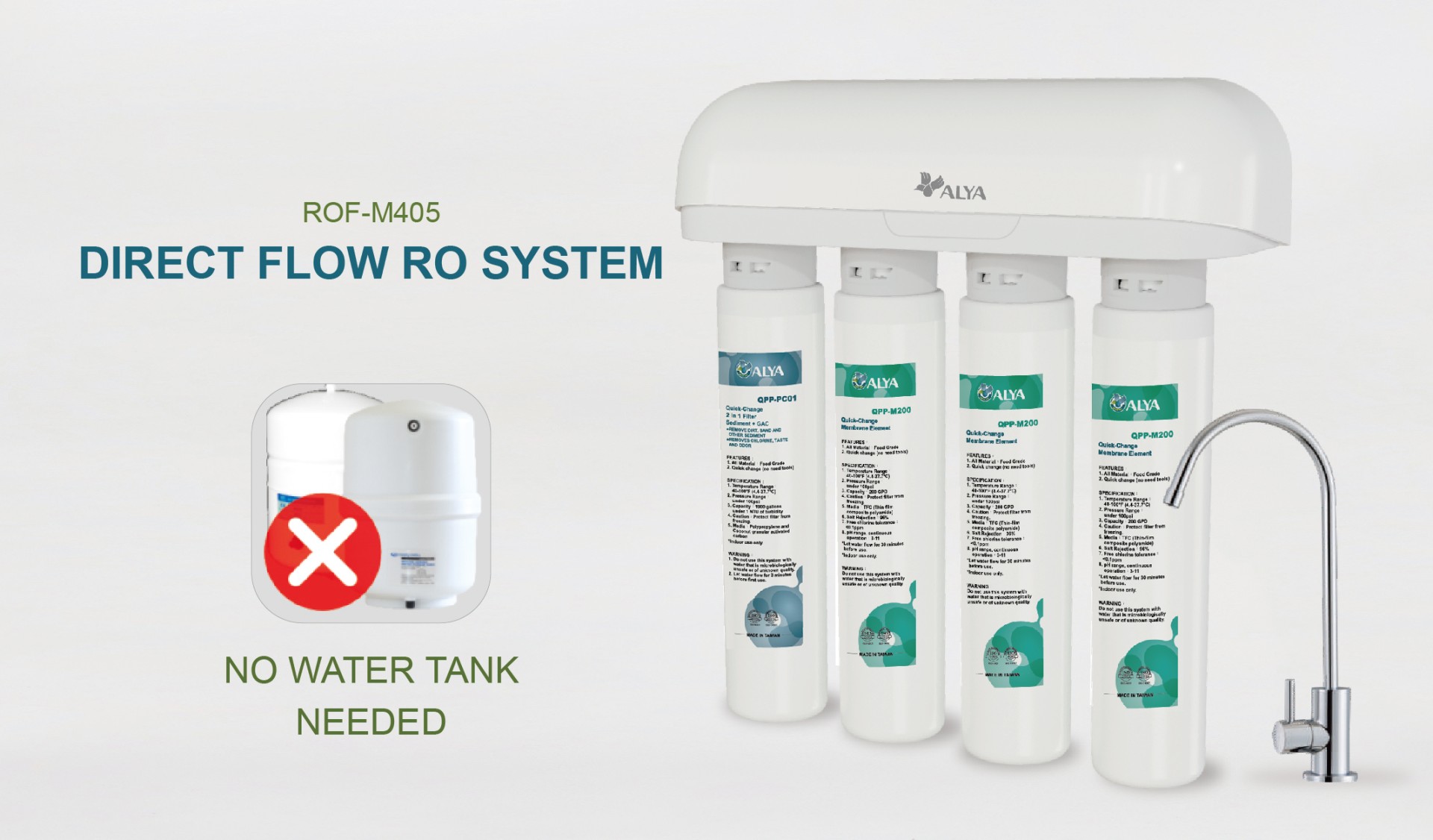 Direct Flow RO Purifier Water Filter System